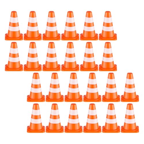 Beaupretty 24 Stück Teiliges Miniatur Verkehrsleitkegel und Verkehrsschilder für Leuchtend Orange Realistische Baustellen Parkplatzzubehör Fördert Verkehrssicherheit und Spielerisches Lernen von Beaupretty