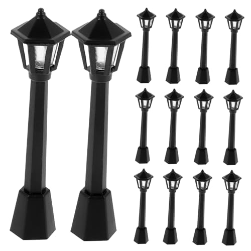 Beaupretty 25 Stück Teiliges Miniatur Straßenlaternen Kunststoff Modellleuchten mit Stabilem Sockel Dekorative Mini Haus Straßenlampen für Puppenhaus Garten Mikro Landschaft DIY Zubehör von Beaupretty
