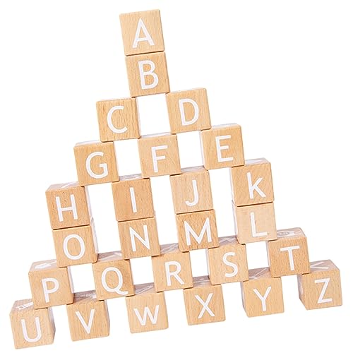 Beaupretty 26Stücke Teiliges Alphabet und Zahlen Blockspielzeug aus Holz Pädagogisches Lernspielzeug für Kleinkinder Zahlen und Buchstabenerkennung mit Abgerundeten von Beaupretty