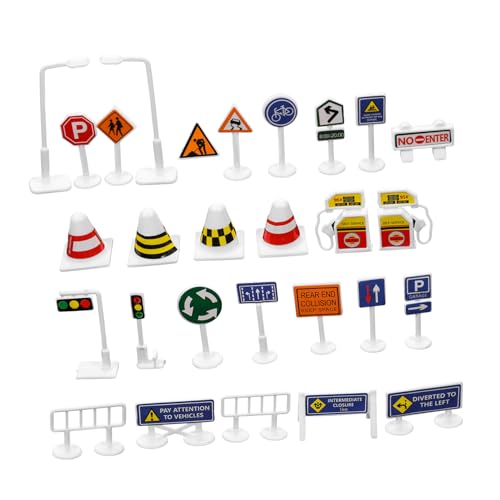 Beaupretty 28 Stück Teiliges DIY Verkehrszeichen Set für Realistische Verkehrsschilder aus Robustem für Sandkastenspiele Schulunterricht und Themenpartys von Beaupretty