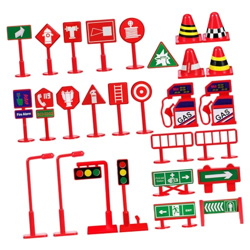 Beaupretty 28 Stück Teiliges Mini Verkehrszeichen Spielset aus Robustem PVC Mini Straßensperren und Ampeln Pädagogisches Verkehrsspielzeug für Geeignet für Indoor und Outdoor Gebrauch von Beaupretty