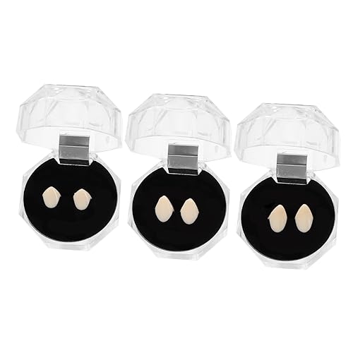 Beaupretty 3 Paare Vampirzähne aus Medizinischem Harz Sichere und Geruchslose Kostümzähne für Halloween Cosplay Party Wiederverwendbare Fake Fangs ohne Kleber Unisex von Beaupretty