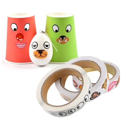 Beaupretty 3 Rollen Selbstklebende Aufkleber mit Schwarz Weißen und Bunten Augen Nasen und Mündern Kreative Cartoon Sticker für DIY Bastelprojekte und Scrapbooking von Beaupretty