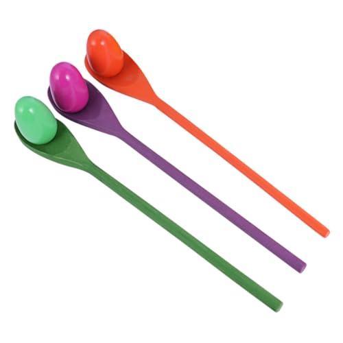 Beaupretty 3 Sätze Balancierstab aus Holz Balancing Game Toy für Training Tool mit Löffel und Ei Geeignet für Jungen und Mädchen Fördert Feinmotorik und Gleichgewichtsspiel Zufällige Farbe von Beaupretty