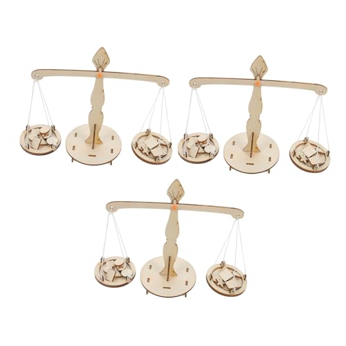 Beaupretty 3 Sätze Holzwaage Lernspielzeug Montessori mit Hebel Kindergarten Balance Spiel Wissenschaftliches Lernset für Stabiles Holzspielzeug Motorik und Gleichgewicht von Beaupretty