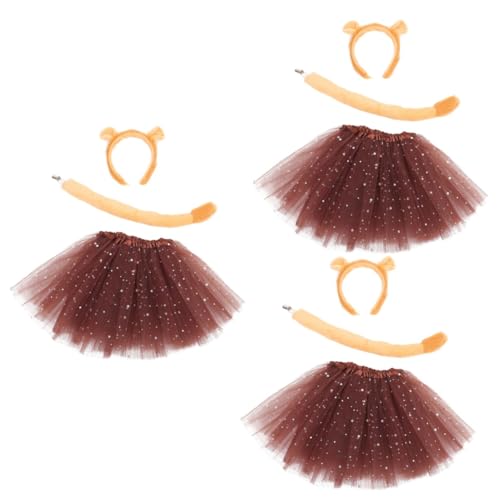 Beaupretty 3 Sätze Mädchen Kostümprops Party Löwenstirnband Und - Mähne Löwenohr-Stirnband Mit Löwenschwanz Kostüm Erwachsene Dekorationen Thematisiert Plastik von Beaupretty
