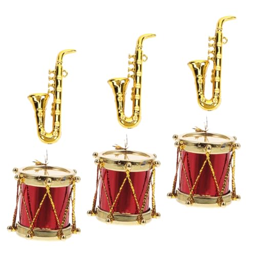 Beaupretty 3 Sätze Miniatur Musikinstrumente Set Teilig mit Mini Schlagzeug und Mini Saxophon Detailgetreu Kompakt Realistisch Puppenhaus Dekoration und Mikro Szene Zubehör von Beaupretty