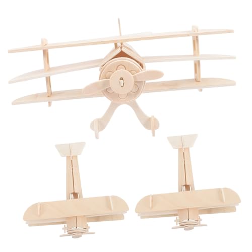 Beaupretty 3 Stück DIY Holzflugzeug Bausatz für Teiliges und Zusammenbau Pädagogisches Modell Puzzle für Kreative Bastelprojekte mit Eltern von Beaupretty