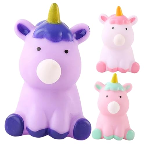 Beaupretty 3 Stück Einhorn Squeeze aus TPR Weiches Elastisches Stressabbau Tier für Lustiges Handspielzeug zum Drücken Ziehen und Entspannen Party Accessoire von Beaupretty