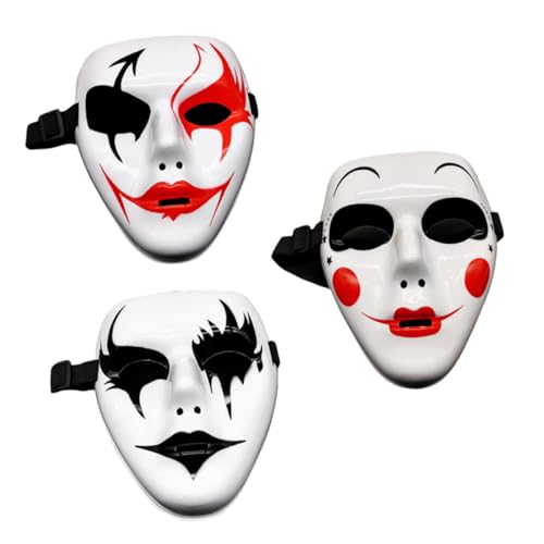 Beaupretty 3 Stück Handgefertigte Halloween Cosplay Masken mit Verstellbarem Gummiband Realistische Plastik Gesichtsmasken für Erwachsene und Teens für Bühne Party Kostüm Maskenball und von Beaupretty