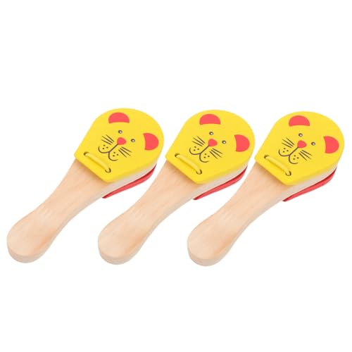 Beaupretty 3 Stück Holz Klapphände für Kleinkinder mit Tiermotiv Sicheres Orff Percussion Instrument für Frühe Musikförderung Einfache Handhabung für Kleine Hände Spielerischen Eltern Junge von Beaupretty