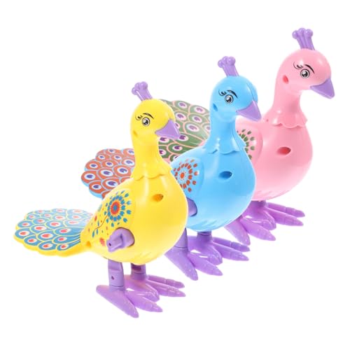 Beaupretty 3Stücke Aufziehspielzeug für Kinder Lustiges Uhrwerkspielzeug in Pfauenform Tragbares Spielzeug für Krabbelkinder und Spielzimmer von Beaupretty