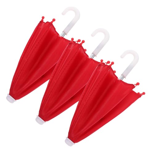 Beaupretty 3 Stück Mini Puppenregenschirm Öffnungsfähiger Mini Regenschirm Zubehör für Puppen für Puppenhäuser und Miniaturszenen Rot von Beaupretty