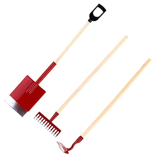 Beaupretty 3 Stück Miniatur Gartenwerkzeug Set Teilig Roter Rechen und Schaufel Puppenhaus Zubehör Dekorativ und Robust für Kinderzimmer und Miniaturgärten Geschenkidee Kreativität und von Beaupretty