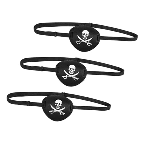 Beaupretty 3 Stück Piraten-augenbinde Piraten-augenklappe Halloween-verzierung Halloween-party-ornament Halloween-augenmaske Party-cosplay-augenklappe -stoff Black von Beaupretty