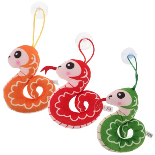 Beaupretty 3 Stück Plüsch Schlangen Schlüsselanhänger Charmante Snake Design Deko für Taschen Rucksäcke und Handtaschen Weiche und Kuschelige Anhänger für Jahr der Schlange von Beaupretty