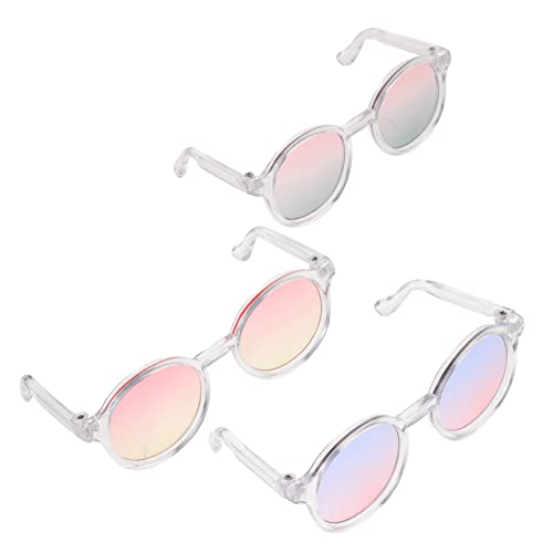 Beaupretty 3 Stück Puppenbrillen aus Sonnenbrillen und Anziehbrillen für Puppen Langlebige Leichte Doll Dress Up Eyeglasses in Gelb und Blau Puppenzubehör von Beaupretty