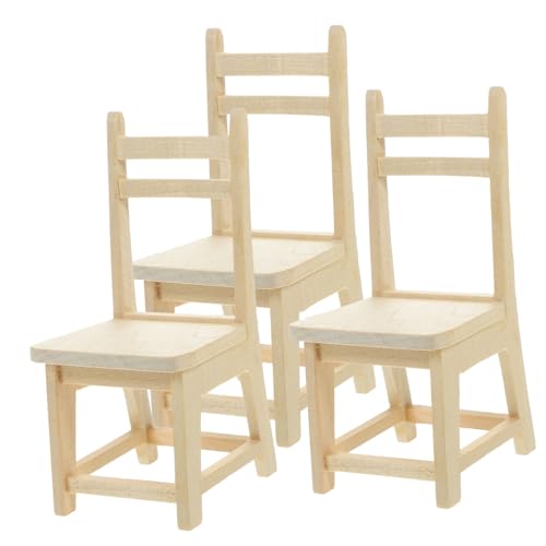 Beaupretty 3 Stück Puppenhaus Mini Stuhl Teilig Holz Miniatur Möbel Deko für Mini Haus Layout DIY Puppenstubenmöbel Kreative Realistische Miniatur Stühle für Fotografie und Spiel von Beaupretty