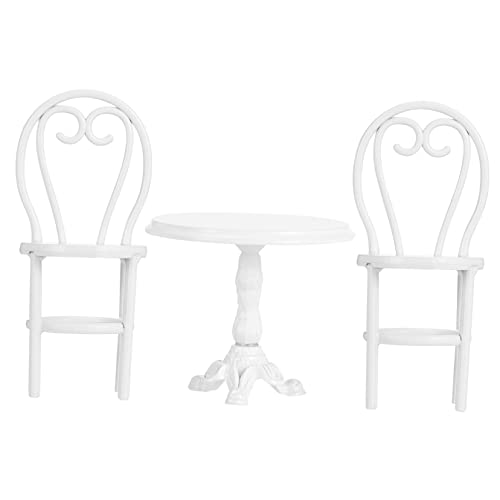 Beaupretty 3 Stück Puppenhaus Set Teilig Weiße Miniatur Tisch und Stühle Realistische DIY Dekoration für Fairy Garden Detailreiche Puppenmöbel für Garten und Party Sicheres Bastelzubehör von Beaupretty