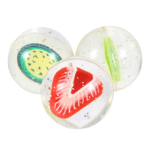Beaupretty 3 Stück Teiliges Bunte Ungiftige Hüpfbälle mit Fruchtmuster Elastische Sprungbälle für Handlich Fördert Koordination für Spiel und Freizeit Drinnen und Draußen von Beaupretty