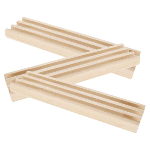 Beaupretty 3 Stück Teiliges Domino Holz Rack mit Rutschfesten Pads Stabiler Domino Halter für Mexican Train Langlebiges Zubehör für Spiel und Lernspaß von Beaupretty
