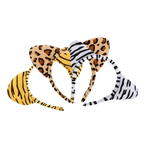 Beaupretty 3 Stück Teiliges Flauschige Tierohren Haarreifen für Wiederverwendbar Niedliche Party haar accessoires mit Leoparden Zebra Tiger motiv Langlebig und Dekorativ für Fotos und von Beaupretty