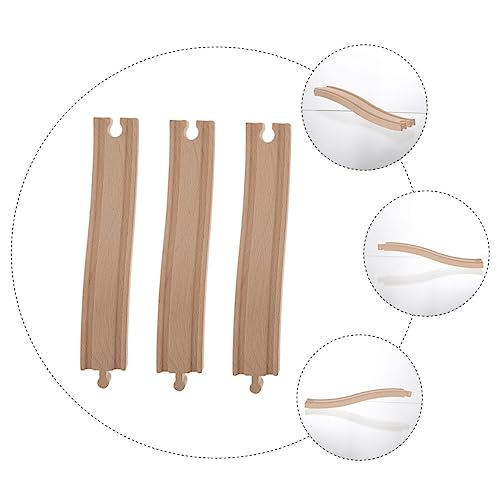 Beaupretty 3 Stück Teiliges Holzschienen Erweiterungsset für Holzeisenbahn Kindgerechte Langlebige Zugzubehörteile Gebogene Schienen für Individuelles Schienennetz Kompatibel mit Gängigen von Beaupretty