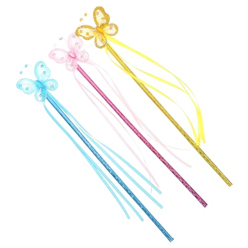 Beaupretty 3 Stück Teiliges Kinderkostüm Party Cosplay Zauberstab Schmetterling Design Gelb Blau für Bühnenauftritte und Verkleidungen von Beaupretty