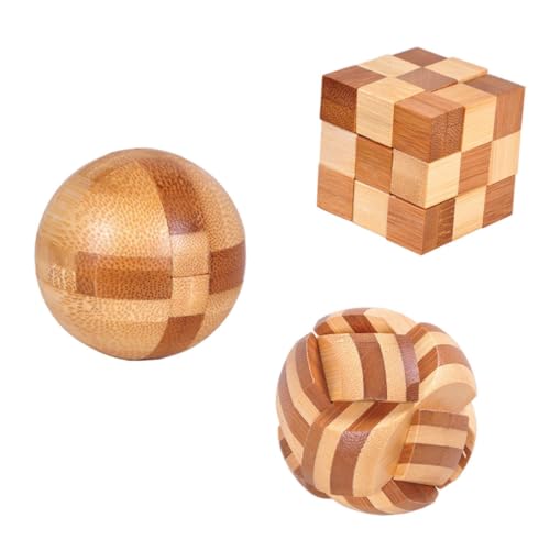 Beaupretty 3 Stück Teiliges Kongming Lock Spielzeugset aus Bambus Intelligentes Puzzle für Erwachsene Fördert Logisches und Eltern Junge Mädchen Interaktion für Gehirntraining und Kreative von Beaupretty