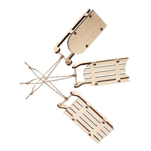 Beaupretty 3 Stück Teiliges Mini Holzschlitten Unlackierte DIY Weihnachtsdeko Einfache Montage ohne Kleber Kompakte Tischdekoration für Weihnachtsbaum Kamin Tür und Regal Warmes von Beaupretty
