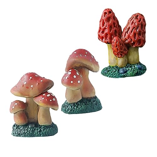 Beaupretty 3 Stück Teiliges Mini Pilz aus Resin Realistische Garten Dekoration für Mini Feengärten Wetterfest Detailreiche Kleine Figuren für Terrarien und Pflanzgefäße von Beaupretty
