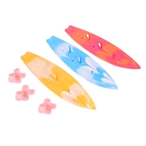 Beaupretty 3 Stück Teiliges Mini Surfboard Blau und Gelb Kunststoff Surfbretter mit Puppenschuhen Kompatibel für Puppen Szenen Langlebige Sommerdeko für Erwachsene von Beaupretty