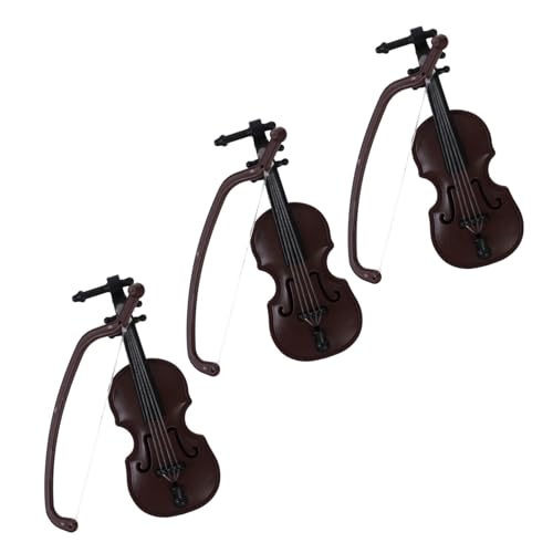 Beaupretty 3 Stück Teiliges Miniatur Geigenmodell aus Realistische Mini Musikinstrumente für Puppenhaus Dekoration Langlebiges Ornament für DIY Projekte und Miniaturlandschaften von Beaupretty