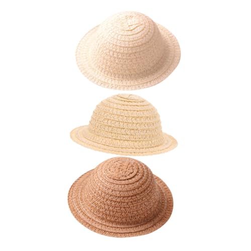 Beaupretty 3 Stück Teiliges Miniatur Strohhüte für Puppen Leichte Gewebte Bastelhüte in Beige Kaffee Stilvolle Foto Requisiten Einfache Anwendung Passend für Verschiedene Puppengrößen von Beaupretty