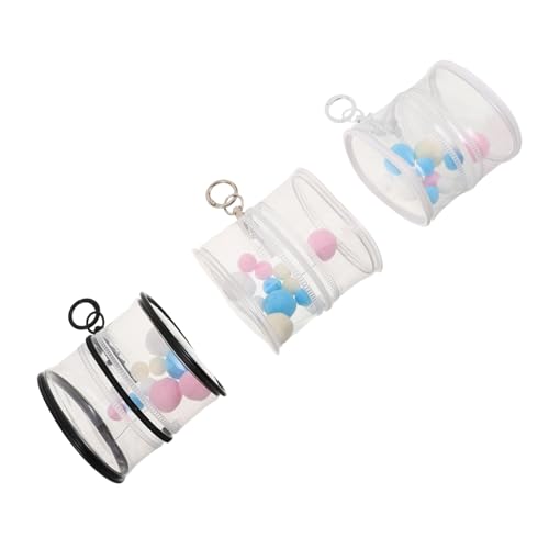 Beaupretty 3 Stück Teiliges PVC Action Figure Organizer mit Schlüsselanhänger und Plüschbällen Transparente Tragbare Aufbewahrungstaschen in und Klar für Sammler und Figurenfans von Beaupretty