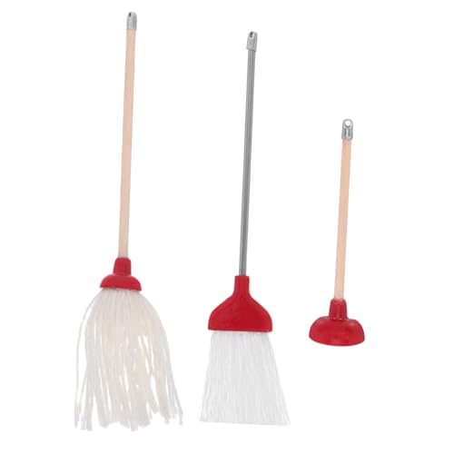 Beaupretty 3 Stück Teiliges Set Dollhouse Miniatur Reinigungswerkzeuge Mop Besen und Toilettenaccessoires für Badezimmerdekoration im Puppenhaus für Rollenspiele und Miniatur Haushaltsbedarf von Beaupretty