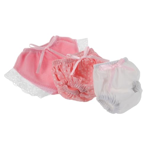 Beaupretty 3 Stück Teiliges Set Puppenunterwäsche und Windeln für Große Puppen Wiederverwendbare Unterwäsche für Rollenspiele und Puppenhaus Zubehör Weiß Rosa Spitze von Beaupretty