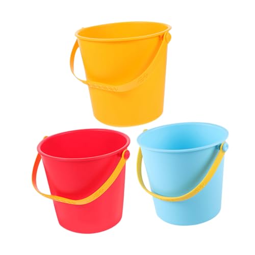 Beaupretty 3 Stück Teiliges Strandspielzeug aus Langlebigem PP Leichte Sand und Wassereimer für Praktische Outdoor Sandbehälter Rot Gelb und Blau für Strand und Garten von Beaupretty