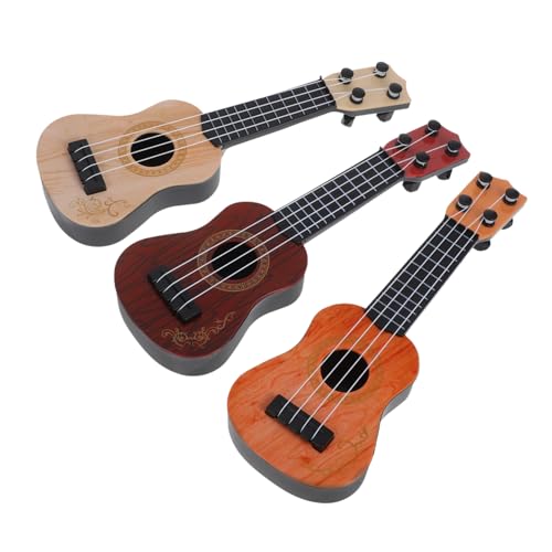 Beaupretty 3 Stück Teiliges Ukulele Mini Saiten Gitarrenmodell Braun und Gelb Musikinstrument zur Musikalischen Früherziehung Sicheres Lernspielzeug für Jungen und Mädchen von Beaupretty