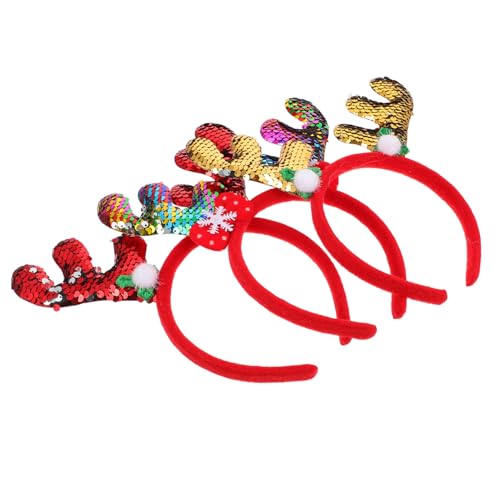Beaupretty 3 Stück Teiliges Weihnachts-haarreif Glitzernden Rentiergeweihen Umweltfreundlich Langlebig für Weihnachtsfeiern Kostümzubehör Fotorequisiten und Bühnenauftritte von Beaupretty