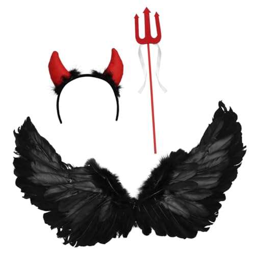 Beaupretty 3 Stück Teufel Kostüm mit Elastischem Hörner-stirnband Dreizackigem Dreizack und Schwarzen Teufelsflügeln Leicht Passend für Halloween Cosplay Party für Erwachsene und Jugendliche Beaupretty 3 Stück Teufel Kostüm mit Elastischem Hörner-stirnband Dreizackigem Dreizack und Schwarzen Teufelsflügeln Leicht Passend für Halloween Cosplay Party für Erwachsene und Jugendliche von Beaupretty