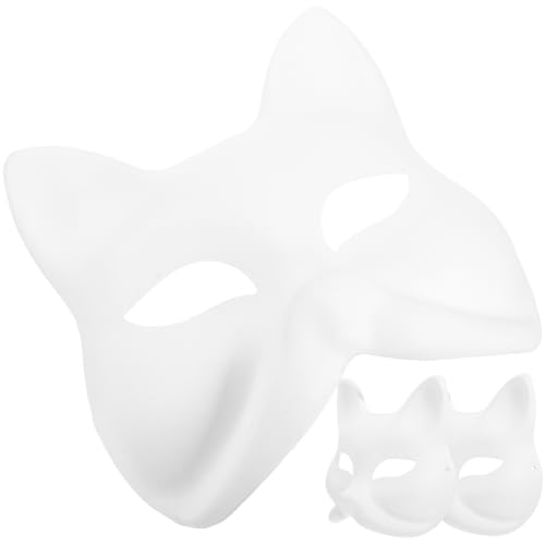 Beaupretty 3 Stück Unbemalte Fuchsmaske DIY Weiße Pulp Maske für Handwerk Malen und Kostümparty für Maskerade Karneval und Kreative Projekte von Beaupretty
