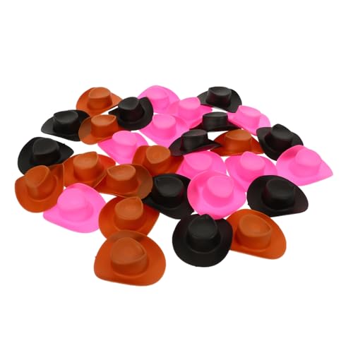 Beaupretty 30 Stück Teiliges Mini Cowboyhut Leichtem Abs Dekorative Miniatur Hüte für DIY Bastelarbeiten Puppenhaus Partydeko und Kostümzubehör in Schwarz und Braun für Kreative Mädchen von Beaupretty