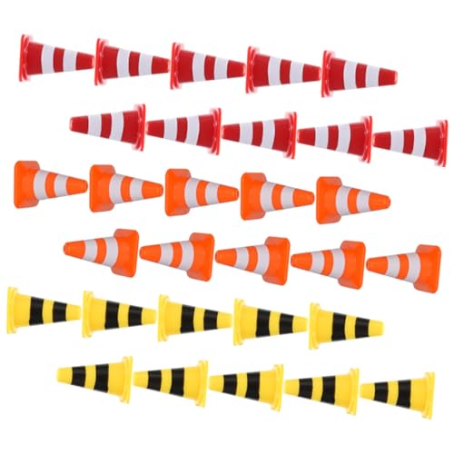 Beaupretty 30 Stück Teiliges Mini Verkehrszeichen aus Kunststoff Realistische Straßenabsperrungen Rot Gelb und Orange Pädagogisches Lernspielzeug für Verkehrssicherheit und Eltern Junge von Beaupretty
