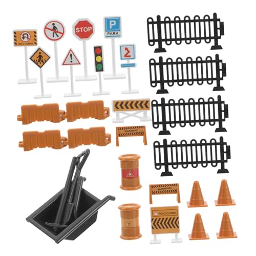 Beaupretty 30 Stück Teiliges Spielset Verkehrszeichen Verkehrsschilder Verkehrslernspielzeug aus Sicherem Material zur Verkehrserziehung Zuhause und Schule mit Bunten Detailreichen Modellen von Beaupretty