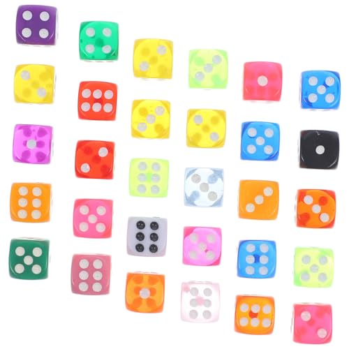 Beaupretty 30 Stück Teiliges Transparentes Würfel Resin Bunte Spielwürfel mit Abgerundeten Ecken Leicht und Kompakt für Brettspiele Partyrequisiten und Lernprojekte von Beaupretty