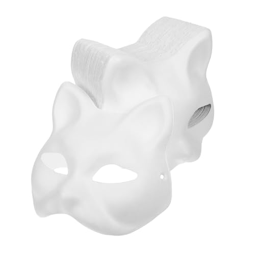 Beaupretty 30 Stück Weiße Diy Katzenmasken aus Papier zum Bemalen Unbemalte Tiermasken für Karneval Halloween Handbemalbar Leicht und Sicher für Kunst und Partyaktivitäten von Beaupretty
