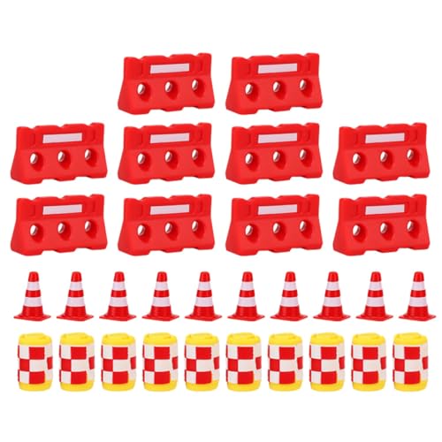 Beaupretty 30Stücke Mini Verkehrskegel Spielset mit Zäunen und Eimern Lernspielzeug für Straßenverkehrsmodell für Sandtischdekoration und Kreative Spielstunden von Beaupretty