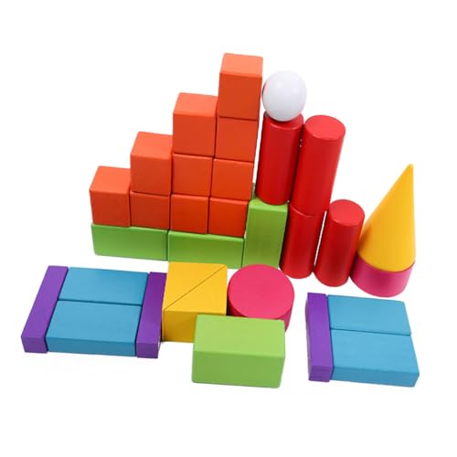 Beaupretty 32 Stück Teiliges Holz Lernspielzeug Formen Mathe Modell für Geometrische Körper Pädagogisches Lehrmittel zur Form und Volumenwahrnehmung von Beaupretty
