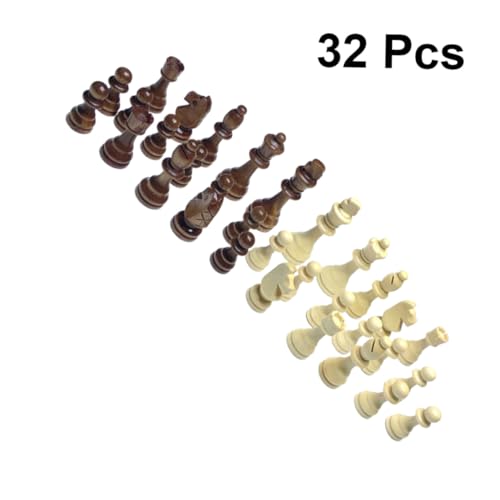 Beaupretty 32 Stück Teiliges Schachfiguren aus Holz Klassische Stilvolle Schachfiguren für Schachbrett Ersatz Pädagogisches Denkfähigkeit und Vorstellungskraft von Beaupretty